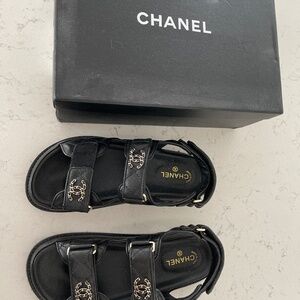 Designer Dad sandals black caviar leather 7 38